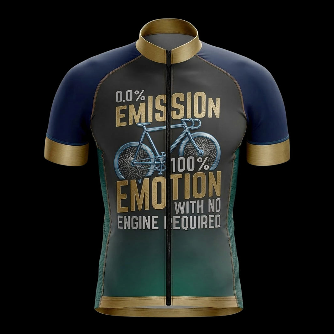 00% Emission 100% Emotion With No Engine Required Cycling Jersey, Cycling Bicycle Shirt - Men's Short Sleeve Jersey - S