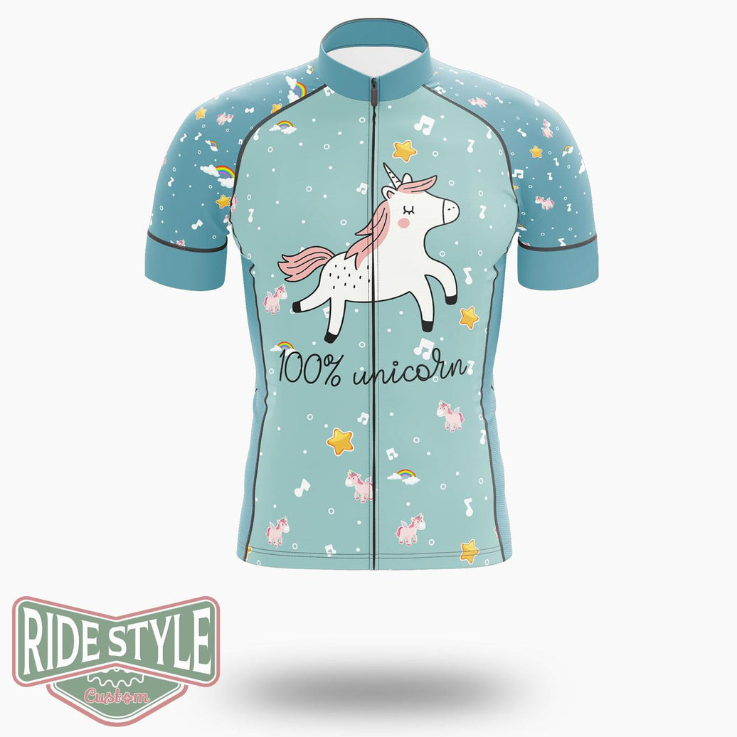 100% Unicorn Cycling Jersey Kit, Bicycle Clothing - Short Sleeve Cycling Jersey-White