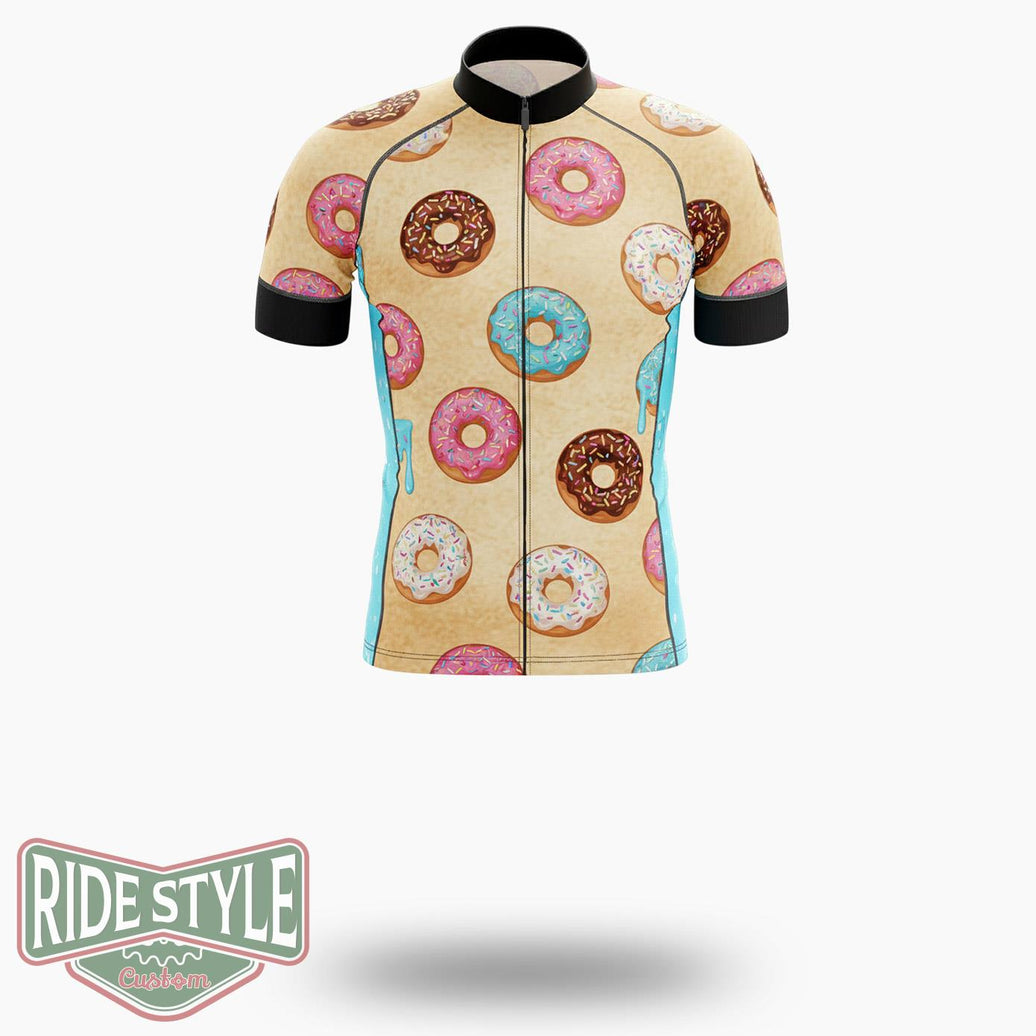 3D Donuts Ice Cream Full Print Cycling Jersey Kit - Short Sleeve Cycling Jersey-White