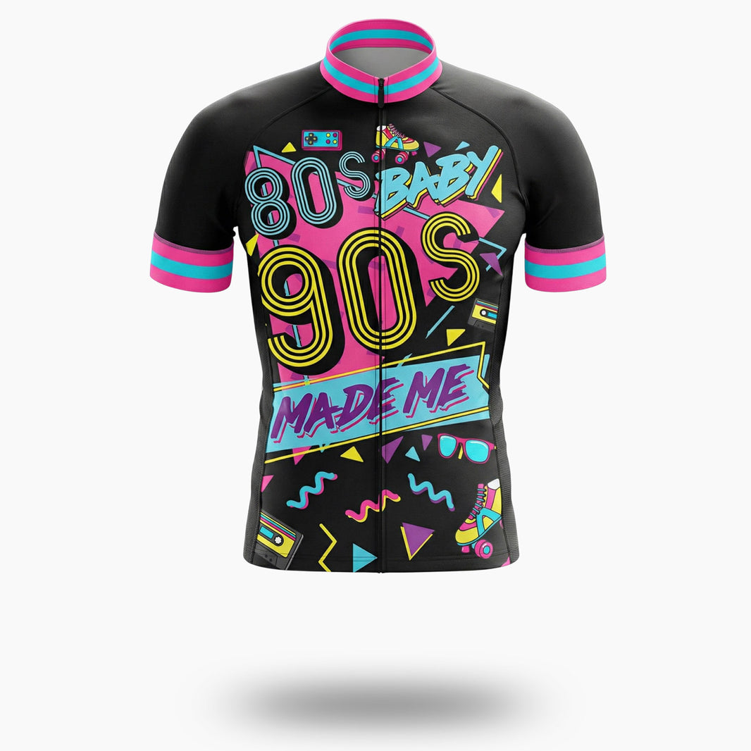 80s 90s Baby Made Me, Nostalgia 80s Cycling Jersey Full Kit - Short Sleeve Cycling Jersey-White