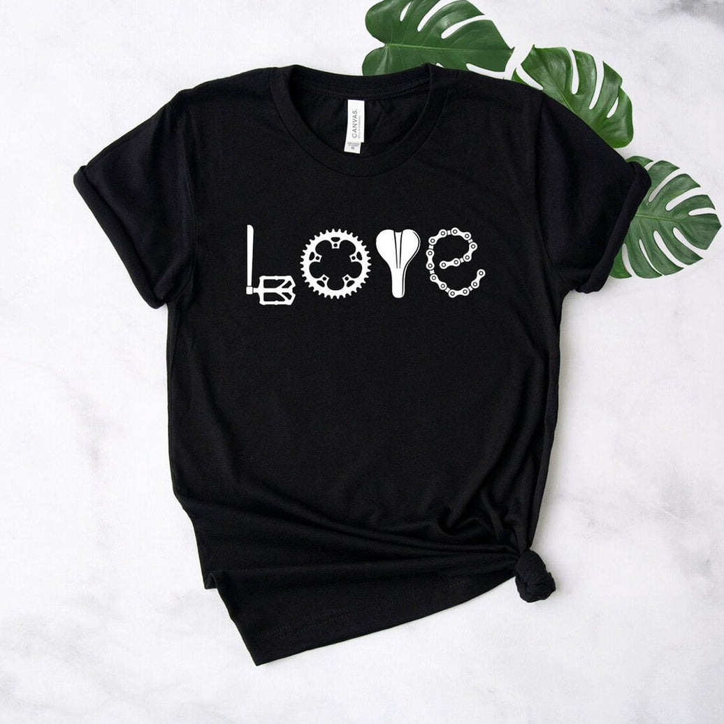 Love Biking Shirt, Cycologist Shirt, LOVE By Bicycle Parts T-Shirt
