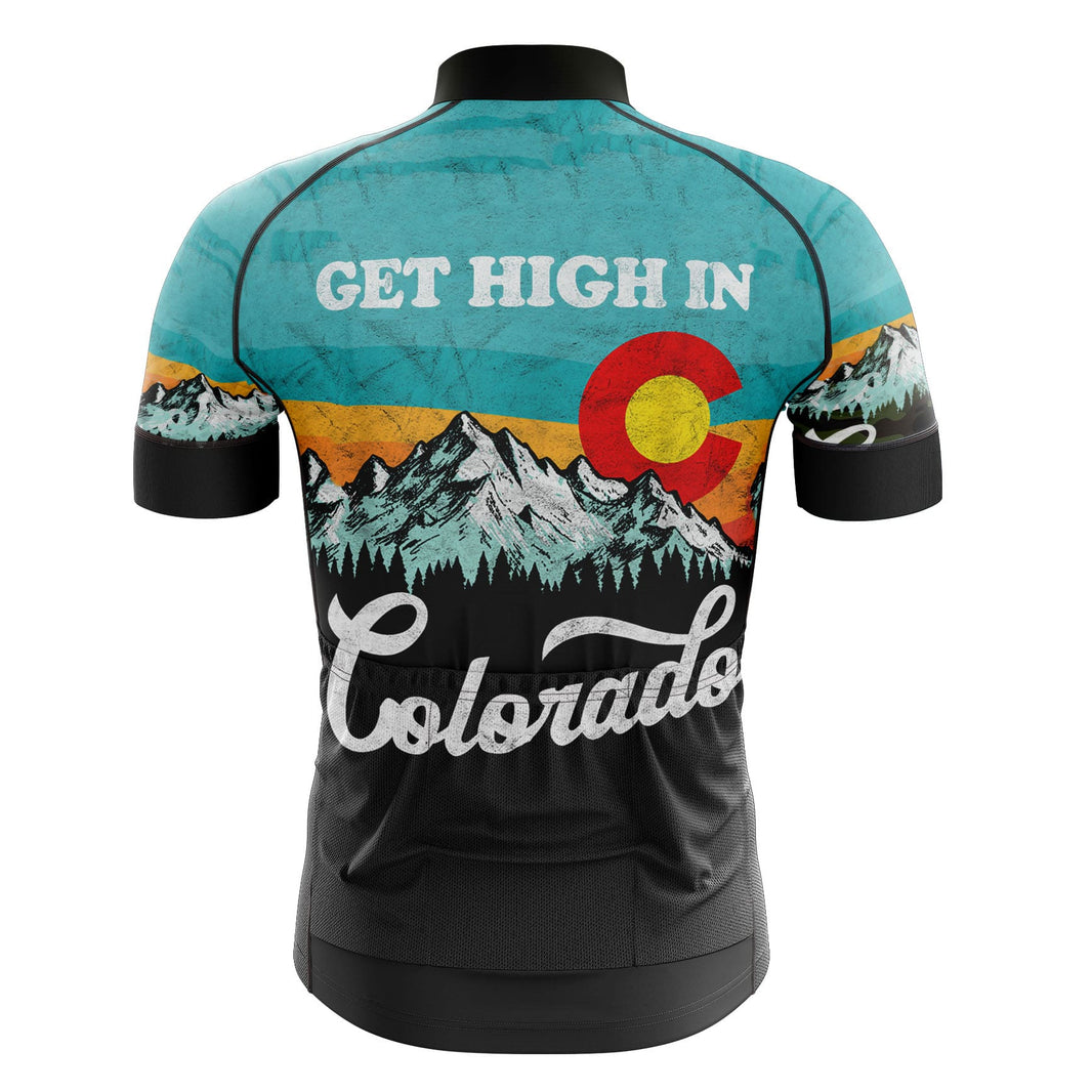 Get High in Colorado Retro State Flag Mountains Retro Cycling Jersey Kit