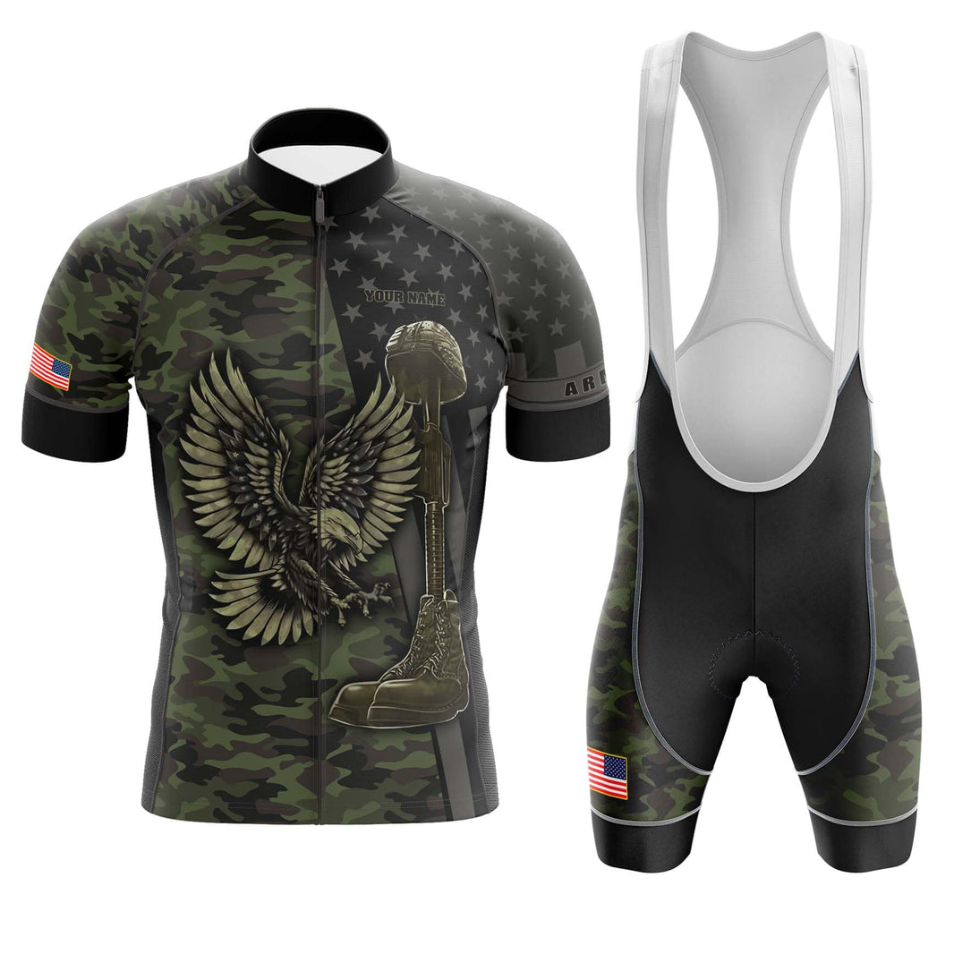US Army Veteran Personalized Name, Camo Personalized Cycling Jersey Kit