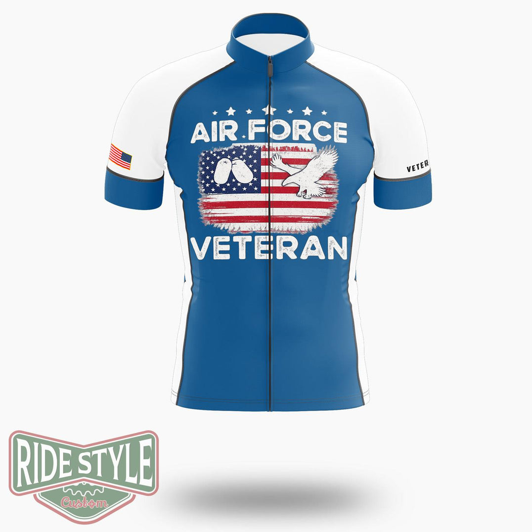 Air Force Veteran Military Veteran Cycling Jersey - Short Sleeve Cycling Jersey-White