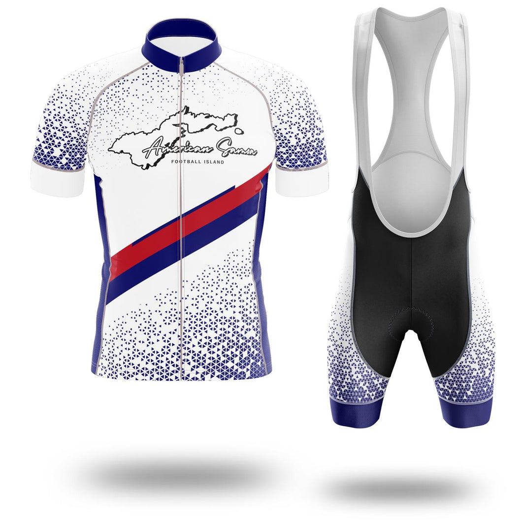 American Samoa Cycling Jersey, American Samoa State Map Cycling Jersey - Short Sleeve Cycling Jersey Kit-White