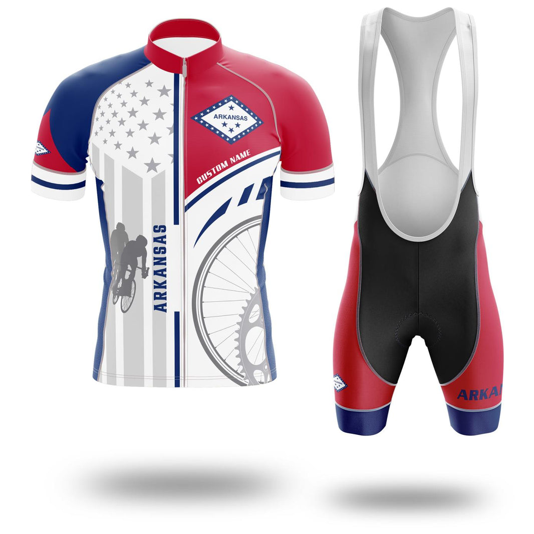 Arkansas Cycling Jersey, Arkansas State Flag Cycling Set - Short Sleeve Cycling Jersey Kit-White