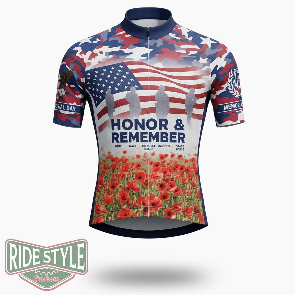 Army Memorial Day Cycling Jersey Kit - Short Sleeve Cycling Jersey-White