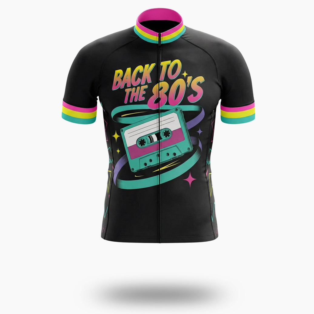 Back To The 80s, Retro Cassette Tape Memories Cycling Jersey - Short Sleeve Cycling Jersey-White