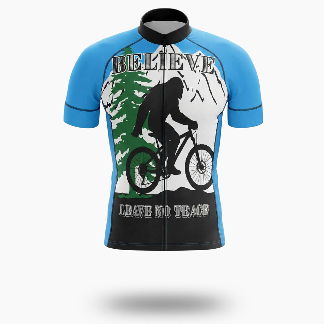 Bigfoot Mountain Men's Cycling Jersey - Believe, Leave No Trace Bigfoot Jersey - Short Sleeve Cycling Jersey-White