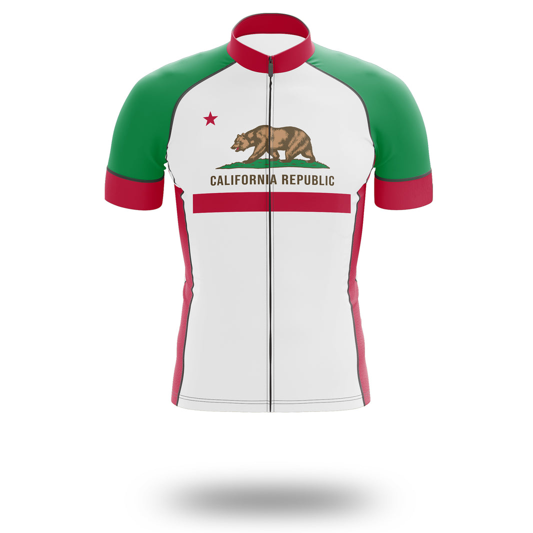 California Republic State Flag Cycling Jersey, California Bear California Jersey Kit - Short Sleeve Cycling Jersey-Green