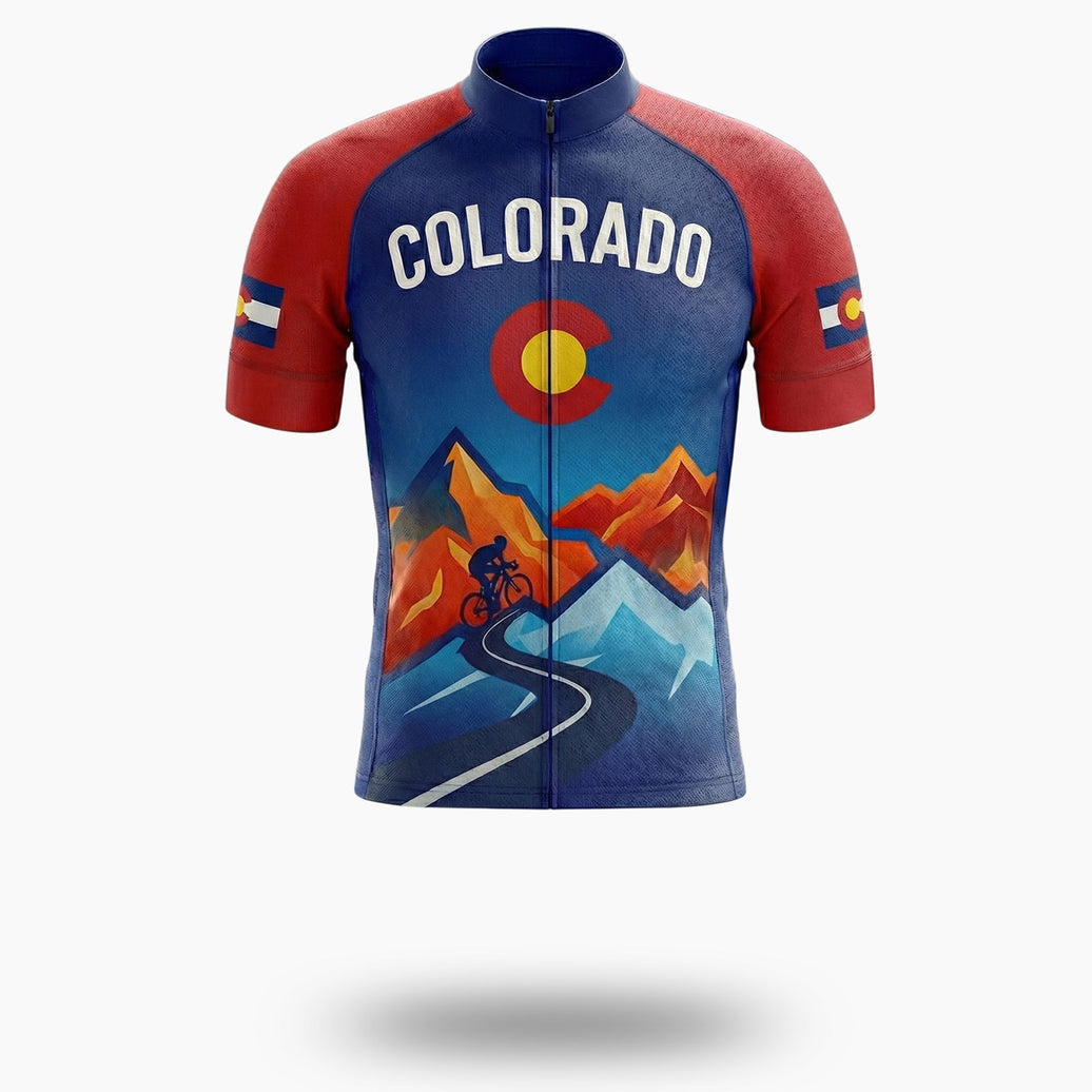 Colorado Cycling Jersey, Mountain Colorado Bike Men's Jersey - Short Sleeve Cycling Jersey-White