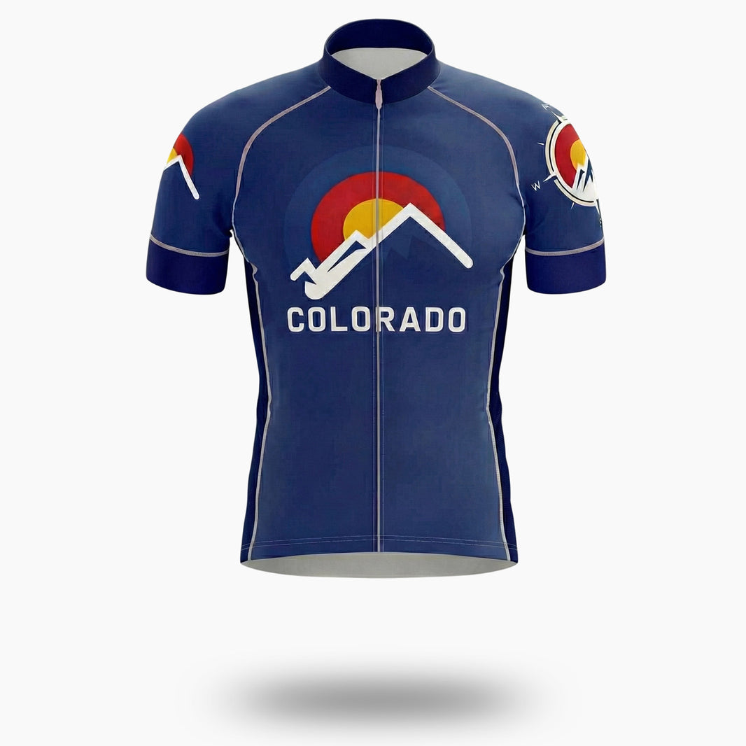 Colorado Sunrise Men's Bike Jersey, The Colorado Cycling Jersey & Bib Short - Short Sleeve Cycling Jersey-White