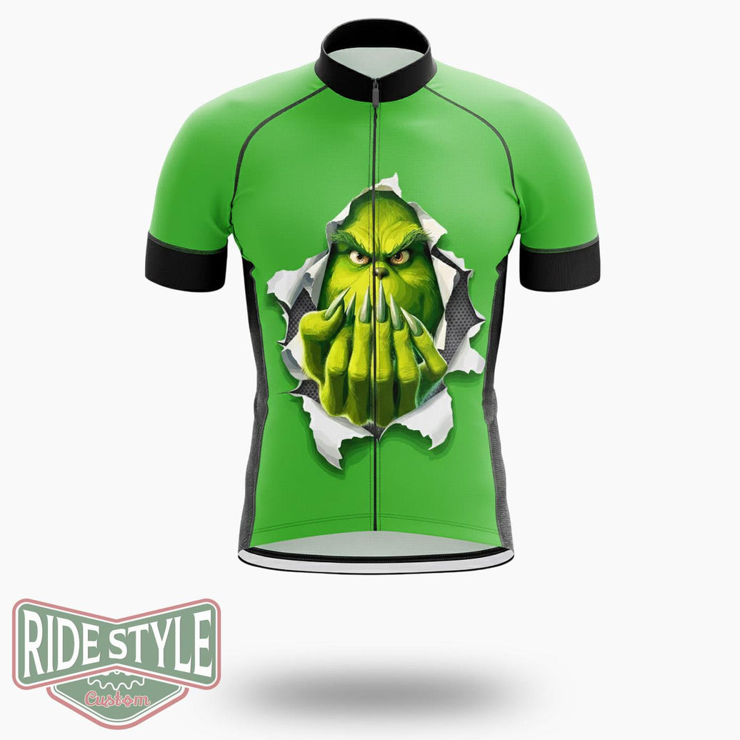 Come Here Funny Grinch, Grinch Stole Christmas Cycling Jersey Kit - Short Sleeve Cycling Jersey-White