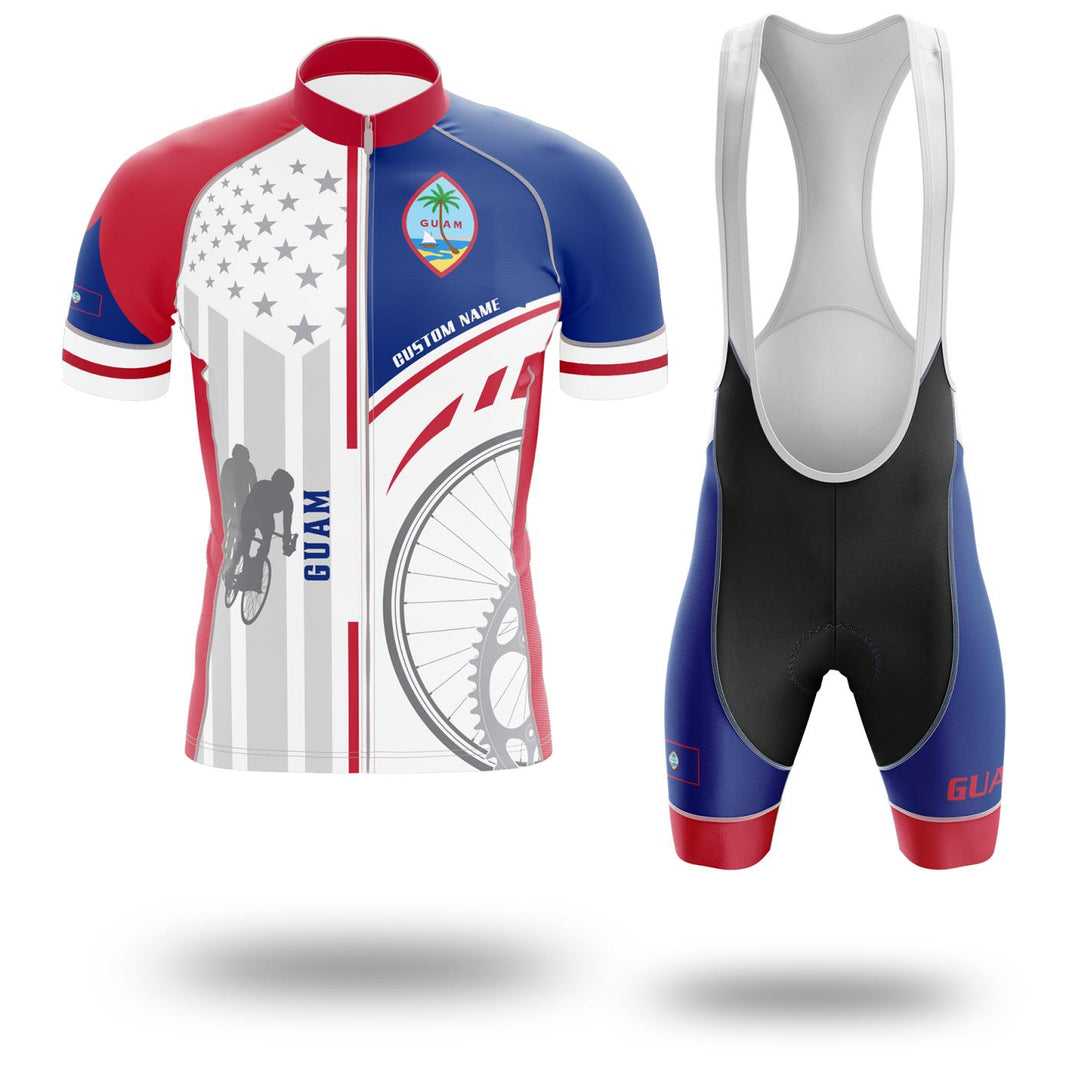 Custom Guam State Flag Cycling Kit, Cycling Personalized Name Jersey - Short Sleeve Cycling Jersey Kit-White