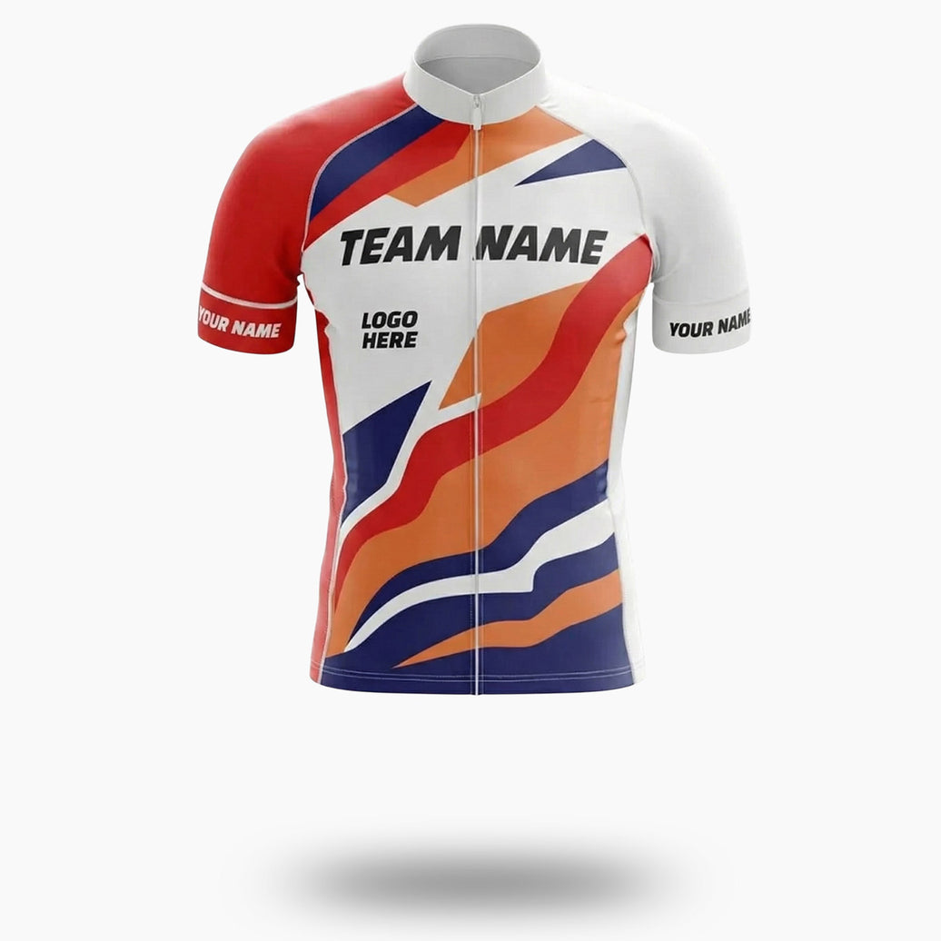 Cycling Jersey For Team, Men's Jersey Custom Team Name, Personalized Name, Custom Logo Cycling Jersey - Short Sleeve Cycling Jersey-White