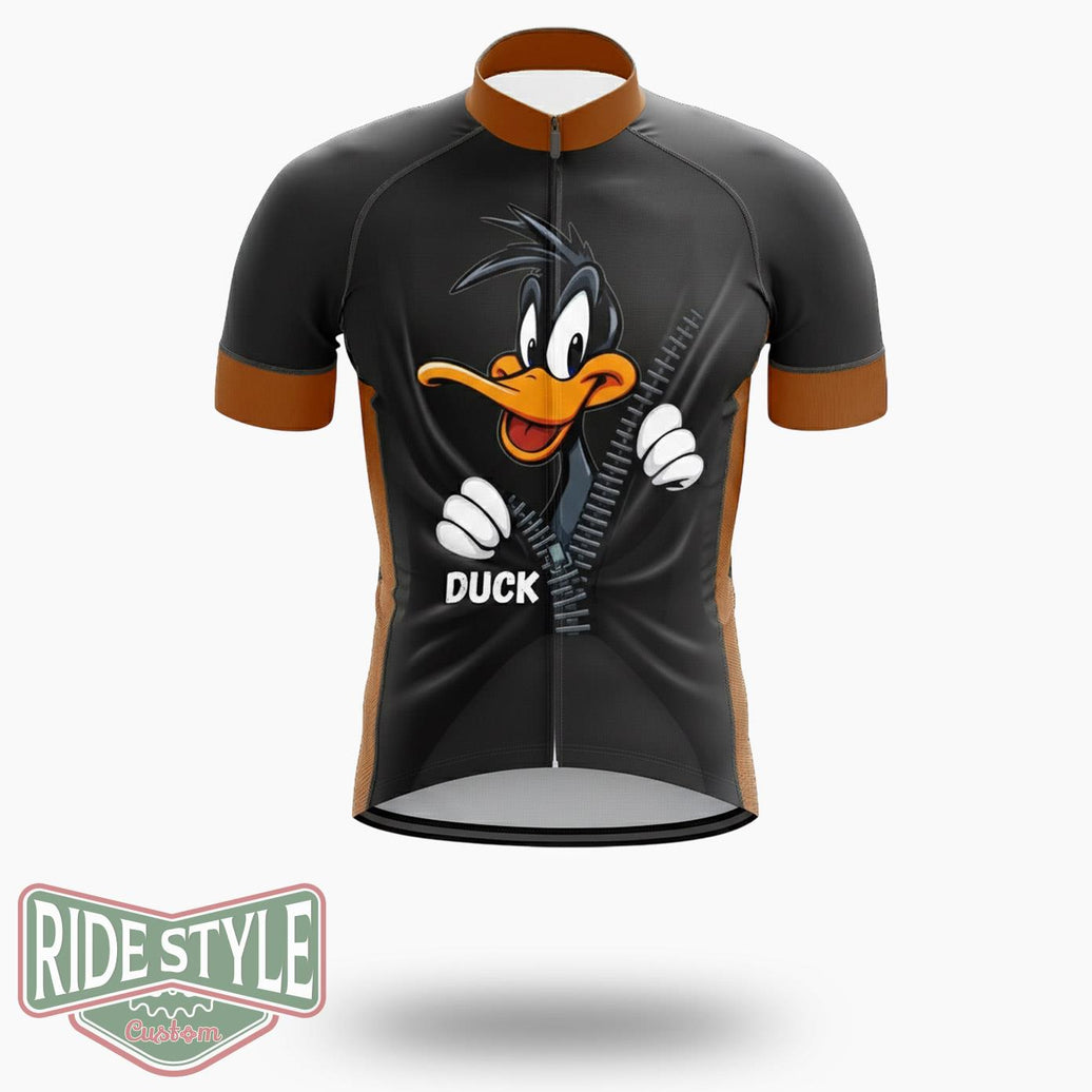 Daffy Duck Inspired Funny Cartoon Duck 90s Retro Looney Tunes Style Cycling Jersey Kit - Short Sleeve Cycling Jersey-White