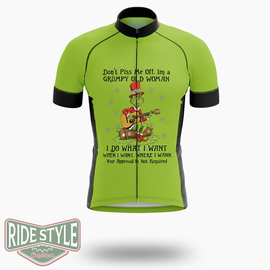 Don't Plss Me Off, Im A Ggrupy Old Woman Cycling Jersey Kit - Short Sleeve Cycling Jersey-White