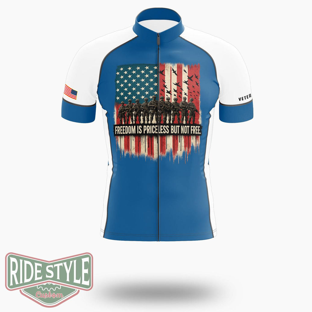 Freedom Is Priceless But Not Free Cycling Jersey - Short Sleeve Cycling Jersey-White