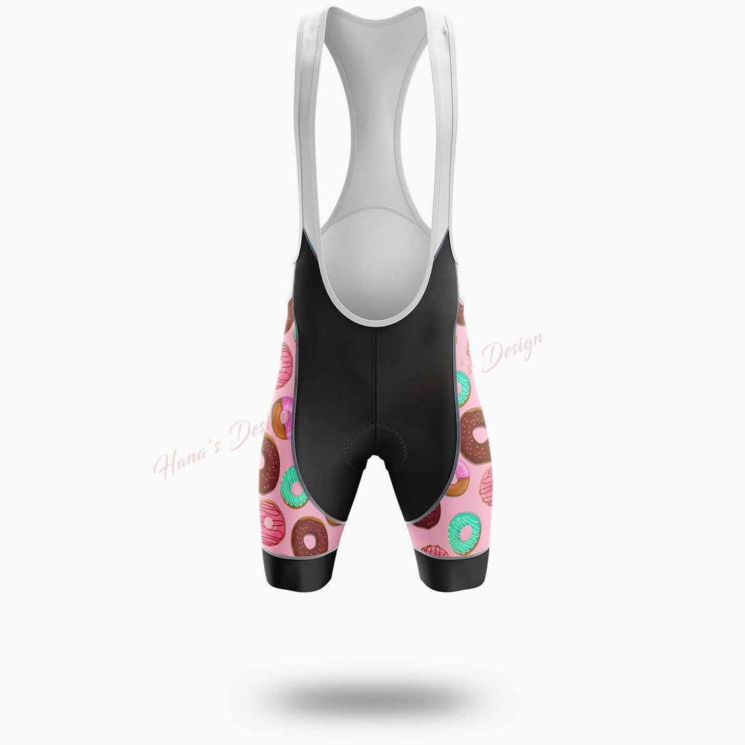 Funny Donut, I'm Just Here For The Donuts Cycling Jersey Short Sleeve - Bib Shorts-White