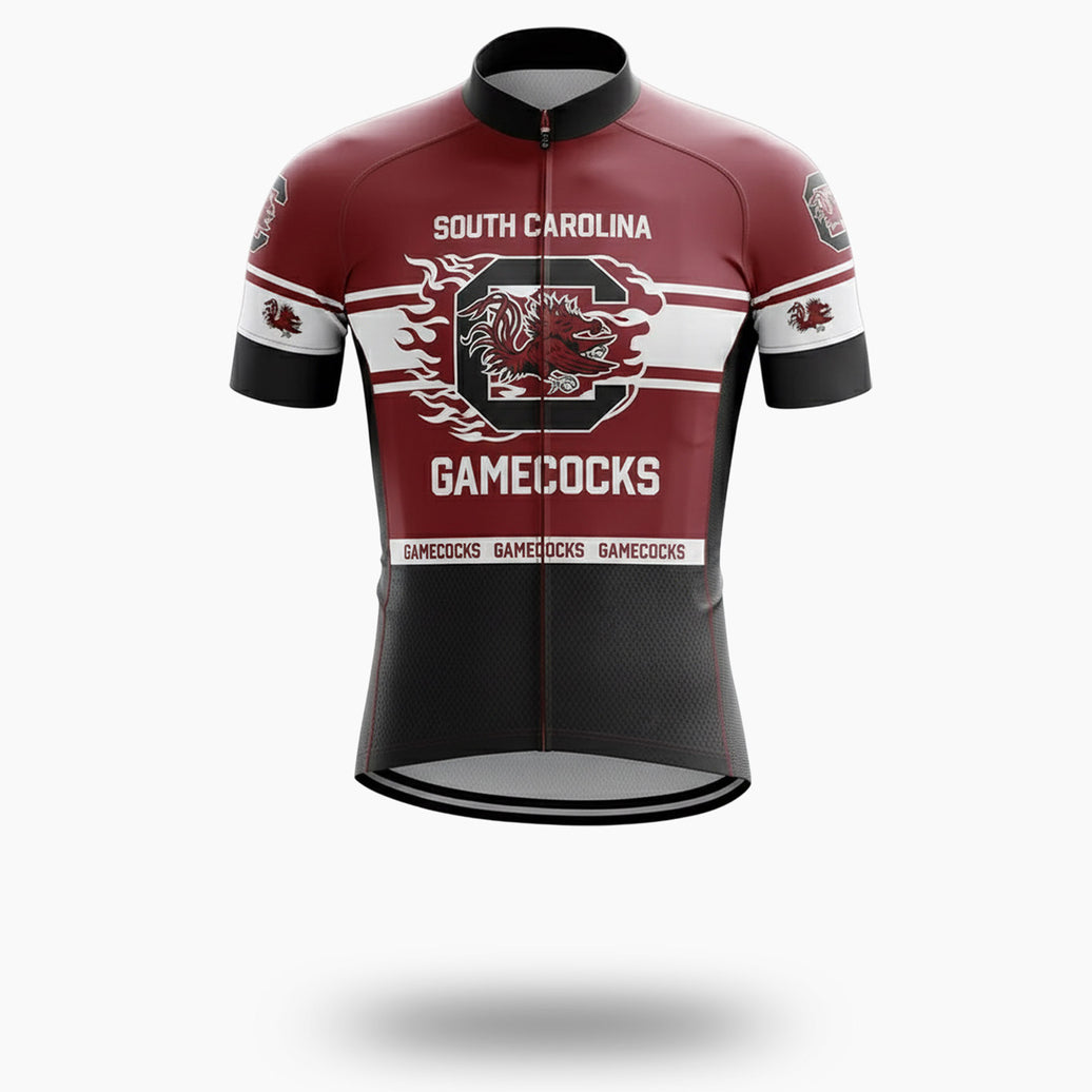 Gamecocks Cycling Jersey, South Carolina Men's Cycling Jersey - Short Sleeve Cycling Jersey-White