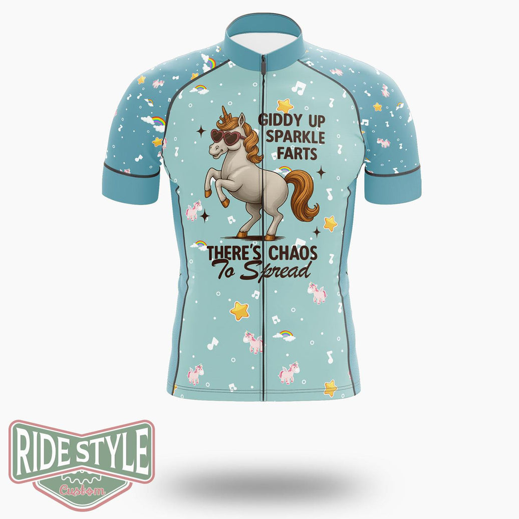 Giddy Up Sparkle Farts Cycling Jersey Kit, Bicycle Clothing - Short Sleeve Cycling Jersey-White
