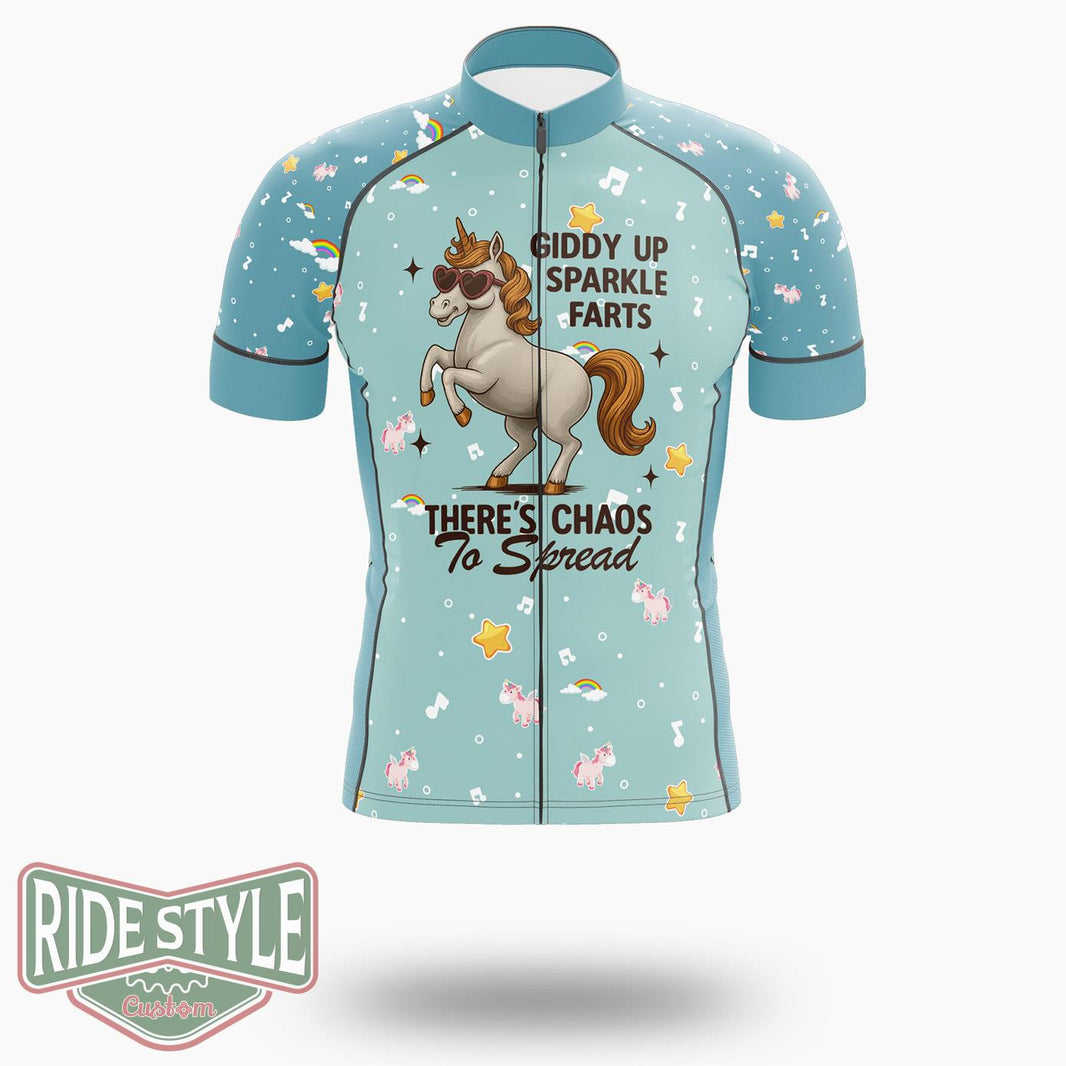 Giddy Up Sparkle Farts Cycling Jersey Kit, Bicycle Clothing - Short Sleeve Cycling Jersey-White