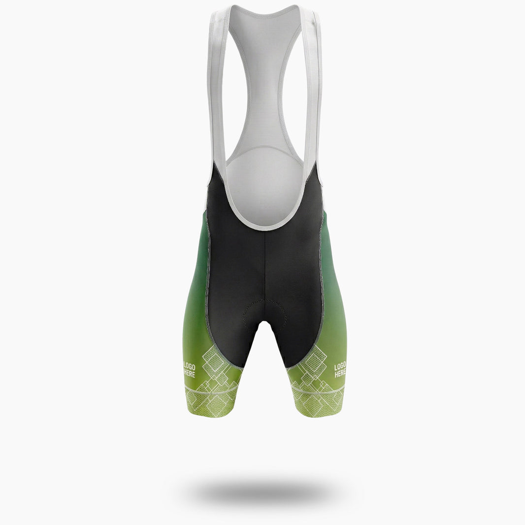 Green Cycling Jersey Custom Team Name, Personalized Name, Team Logo Men's Bike Jersey - Bib Shorts-White