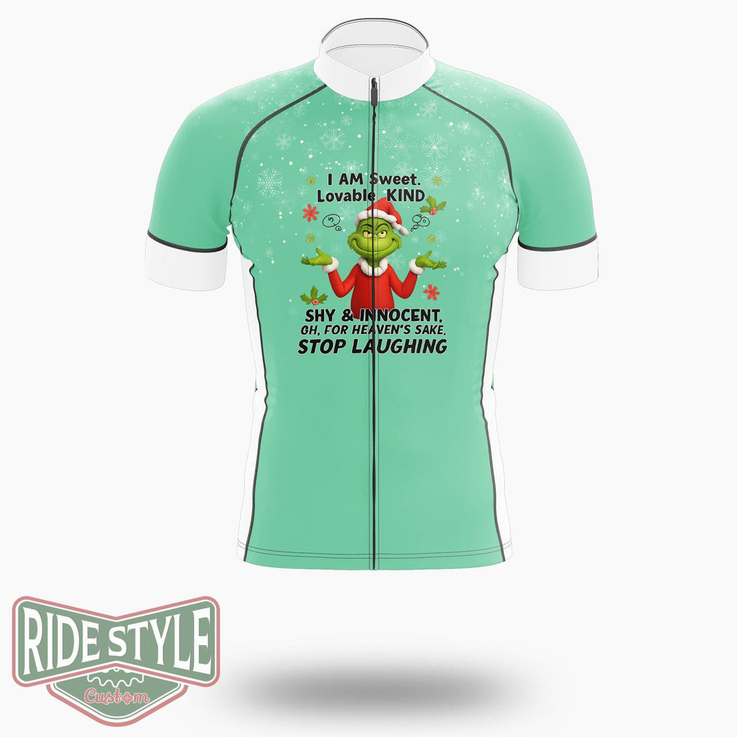 Grrinch I Am Sweet Lovable Kind Shy And Innocent Christmas Cycling Jersey Kit - Short Sleeve Cycling Jersey-White