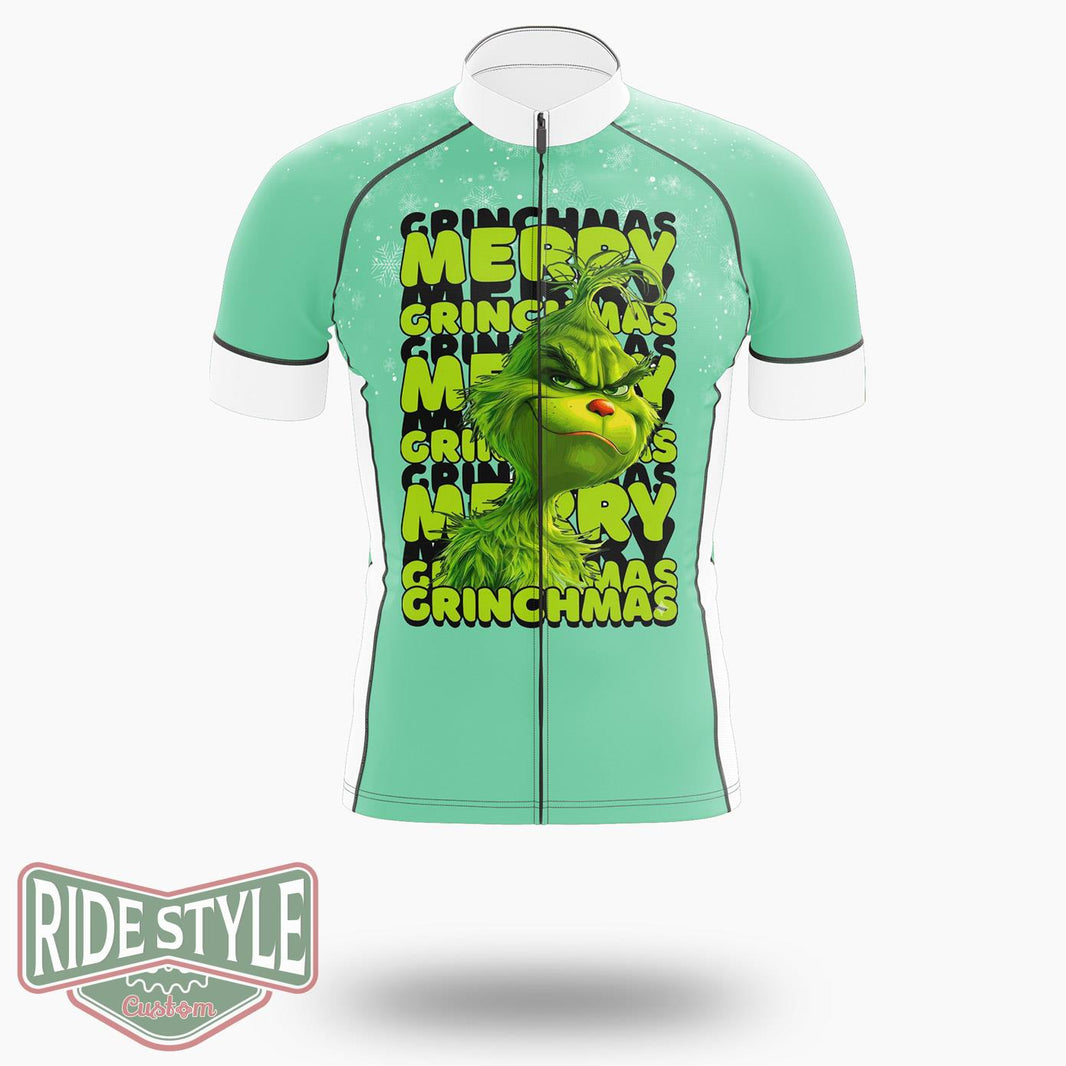 Grrinchmas Merry, Grrinchmas Merry Christmas Cycling Jersey Kit - Short Sleeve Cycling Jersey-White