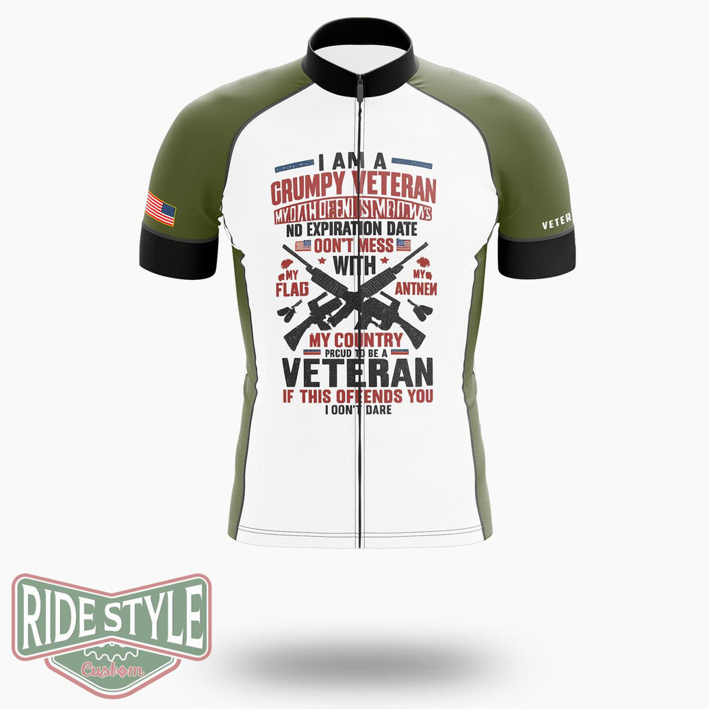 Grumpy Veteran Cycling Jersey - Short Sleeve Cycling Jersey-White