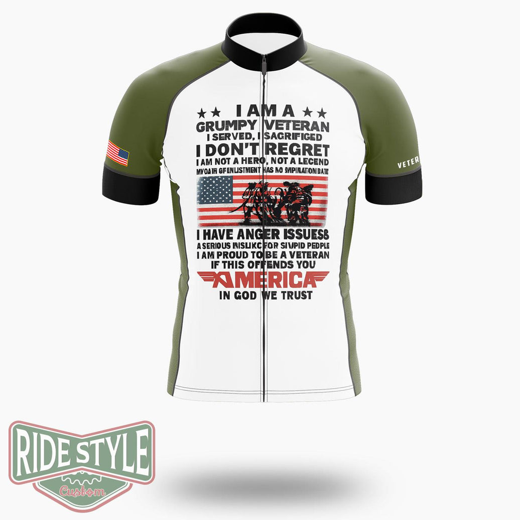 Grumpy Veterans Cycling Jersey - Short Sleeve Cycling Jersey-White