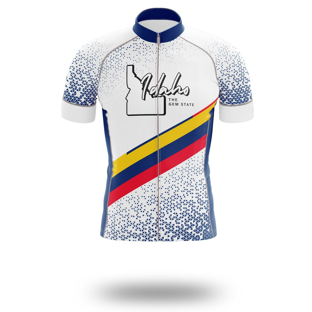 Idaho Cycling Jersey Short Sleeve and Bib, Idaho Map Cycling Jersey - Short Sleeve Cycling Jersey-White