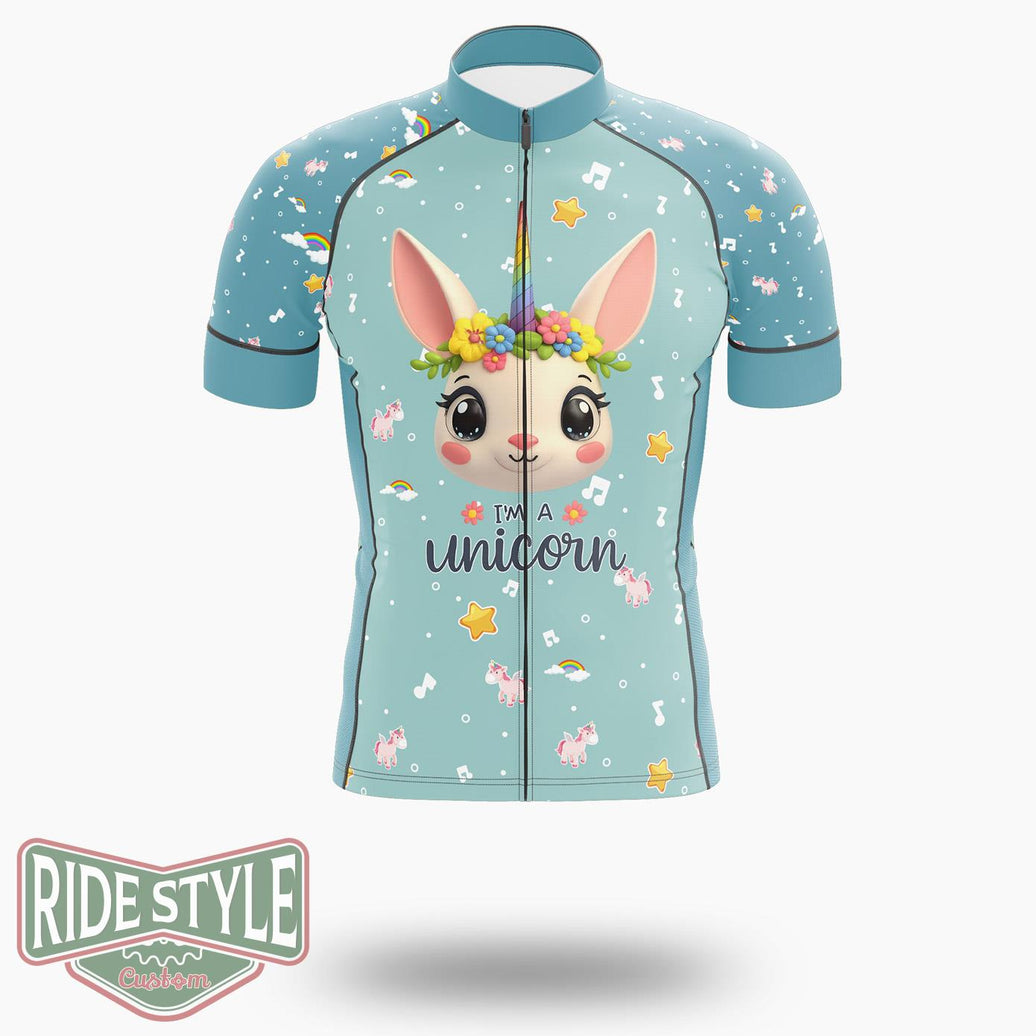 I'm A Unicorn' Fantasy Cute Rabbit Cycling Jersey Kit, Bicycle Clothing - Short Sleeve Cycling Jersey-White