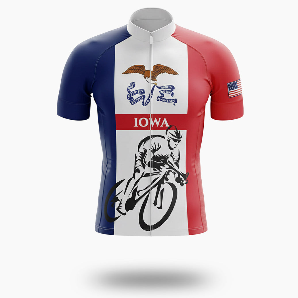 Iowa State Flag Men's Cycling Jersey & Bib Short - Short Sleeve Cycling Jersey-White