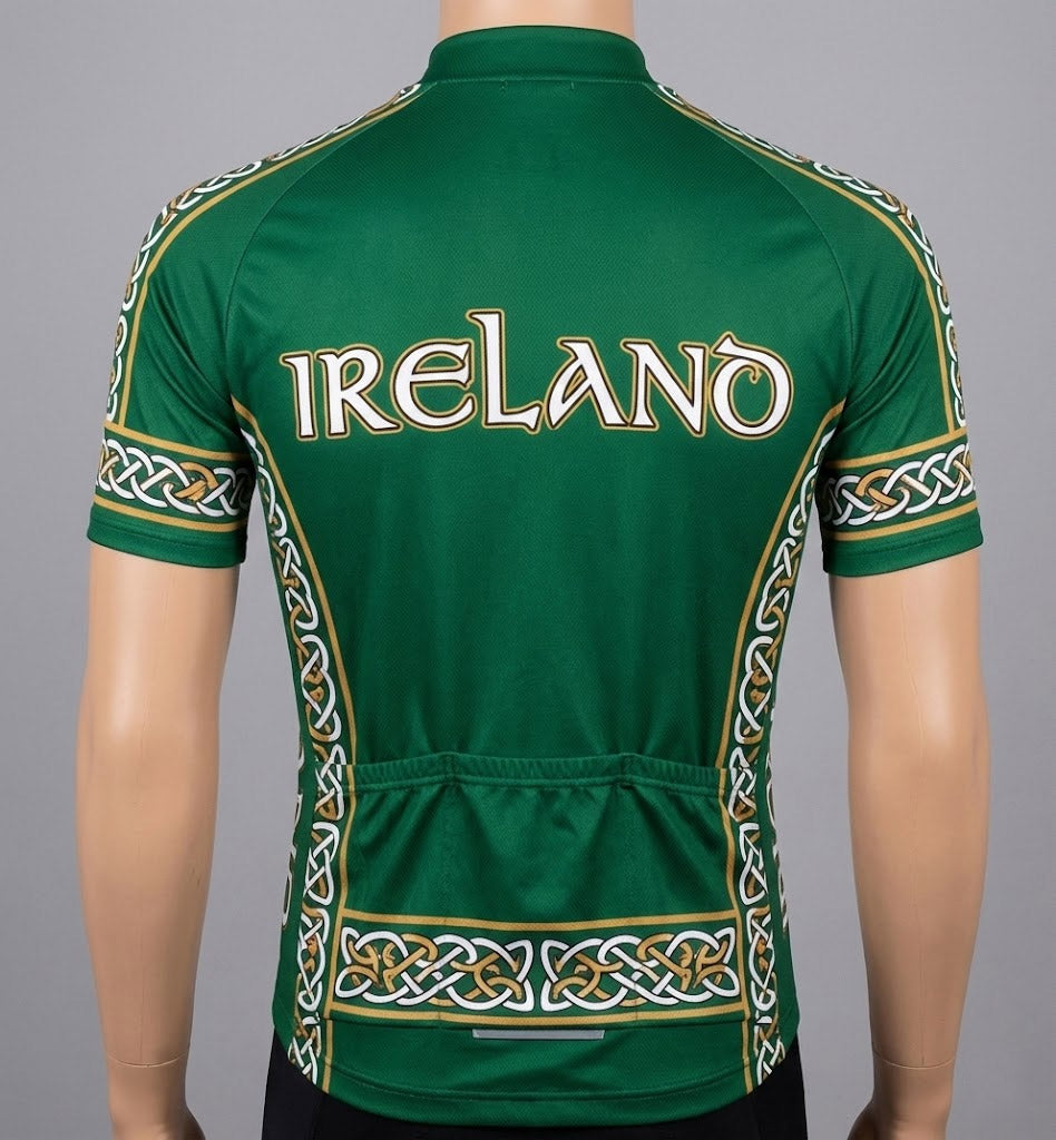 Ireland Cycling Jersey, Ireland Green Cycling Kit - Short Sleeve Cycling Jersey-Black