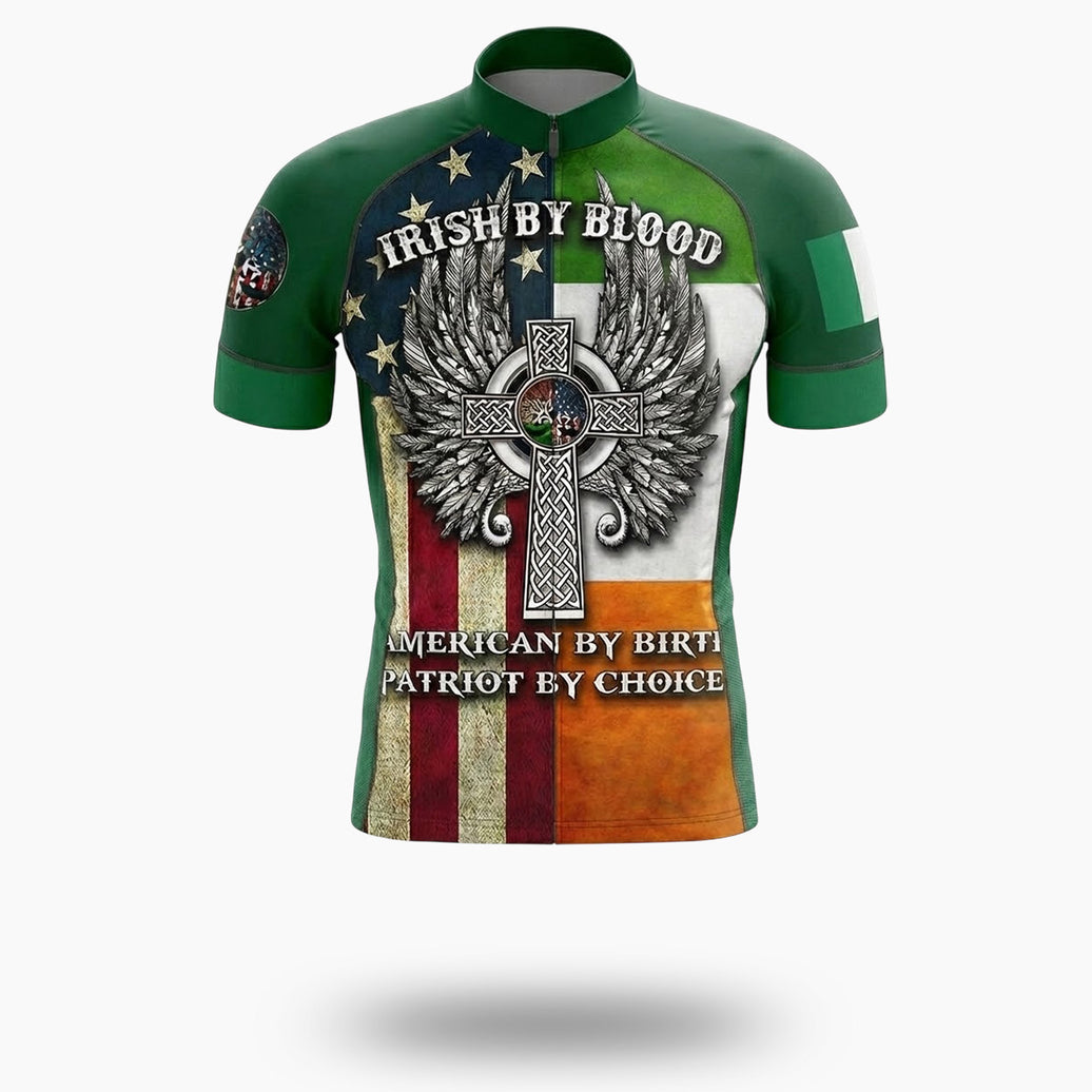 Irish By Blood, American By Birth, Patriot By Choice, Irish Cycling Jersey Set - Short Sleeve Cycling Jersey-White
