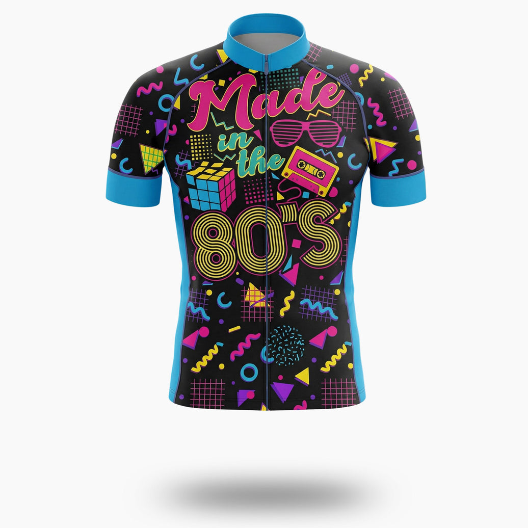 Made In The 80s Men's Cycling Jersey Retro 80s Jersey - Short Sleeve Cycling Jersey-White