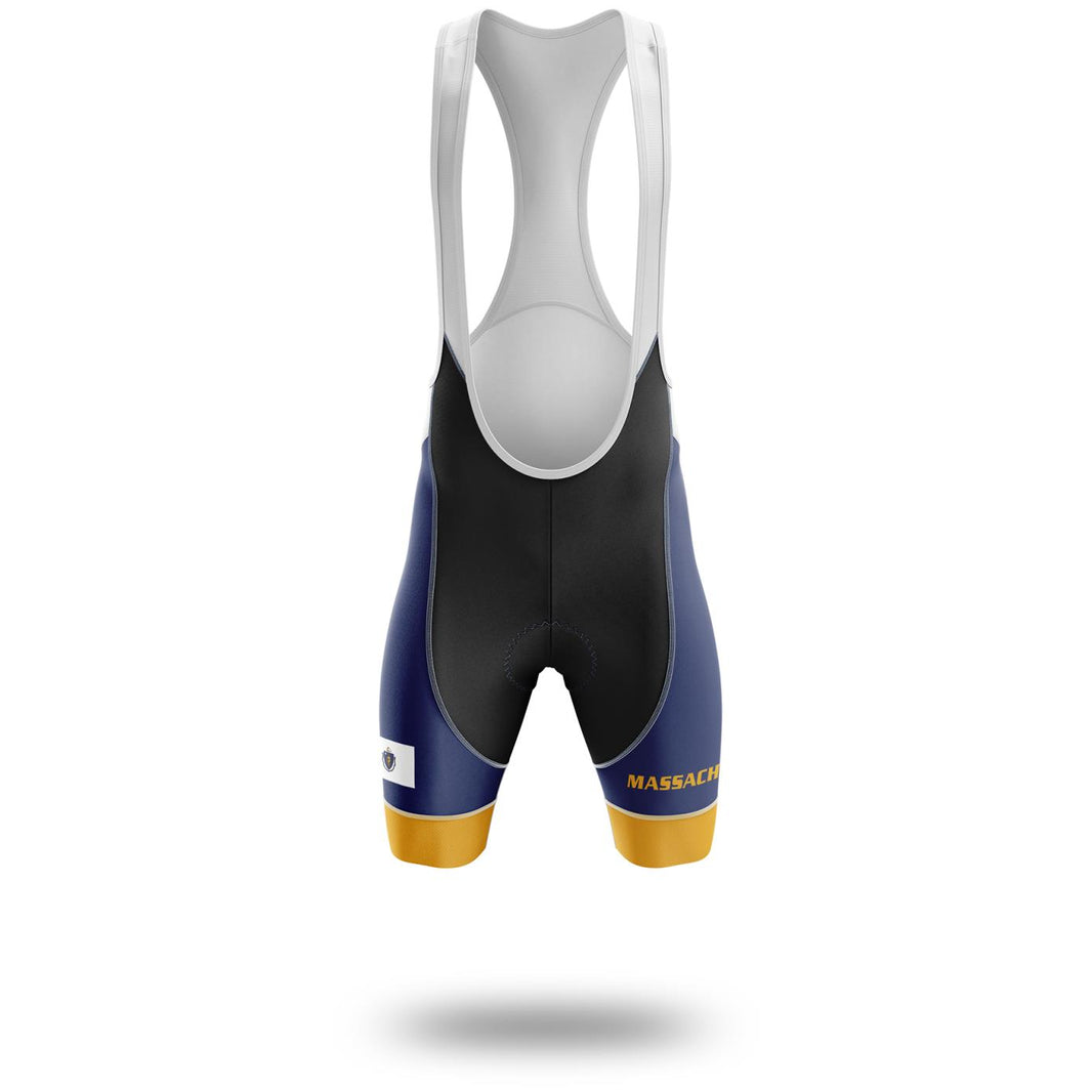 Massachusetts Cycling Jersey, Custom Name Massachusetts State Flag Cycling Set - Bib Shorts-White