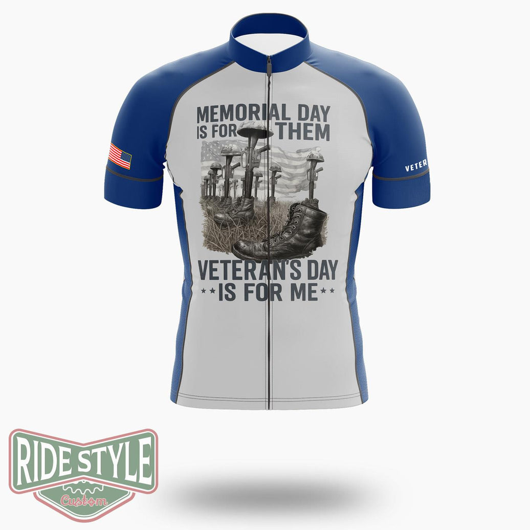 Memorial Day Is For Them Veteran's Day Is For Me Cycling Jersey Kit - Short Sleeve Cycling Jersey-White