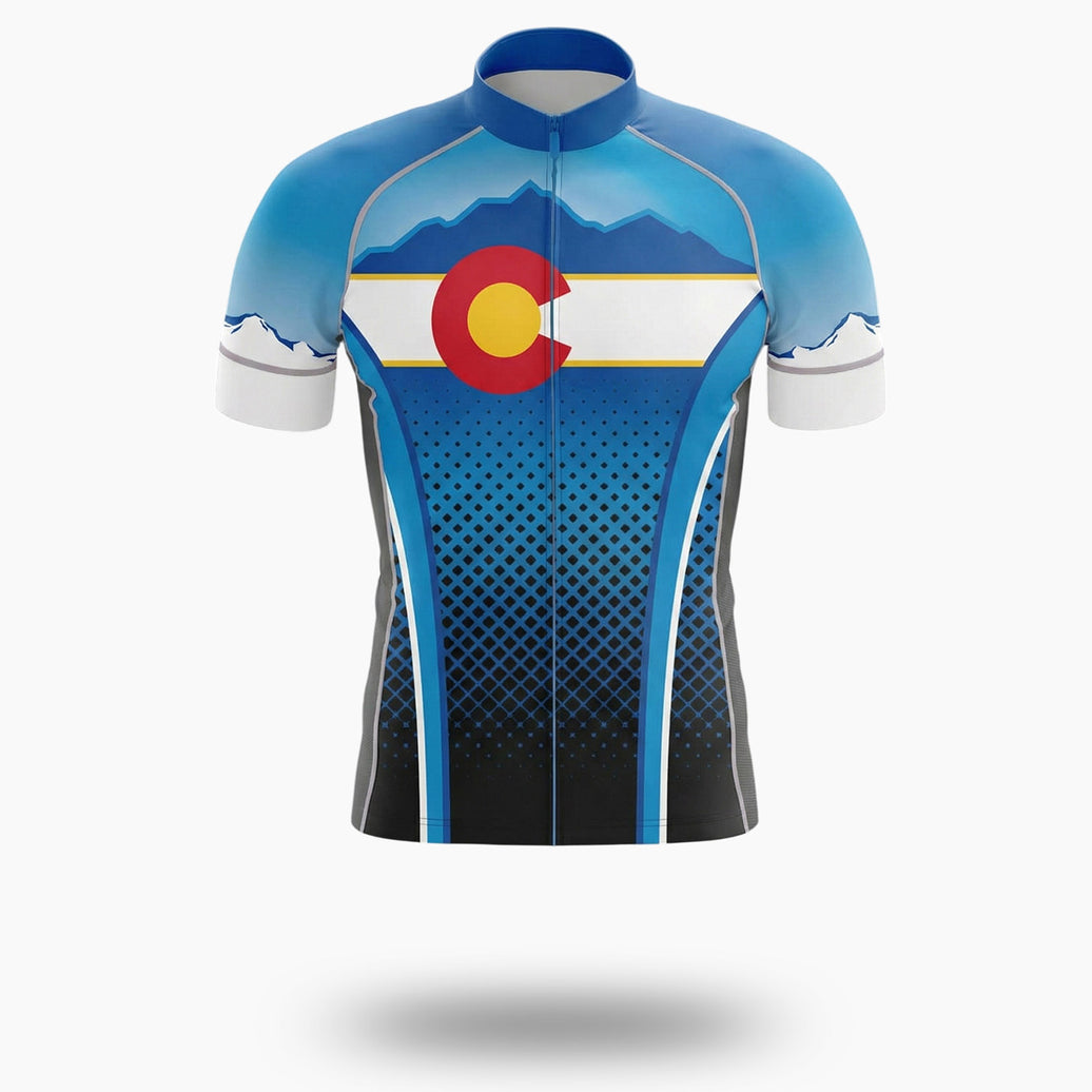 Men's Colorado Blue Cycling Jersey Full Kit - Short Sleeve Cycling Jersey-White