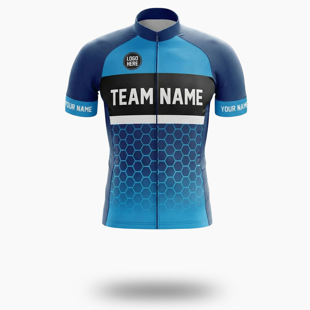 Men's Royal Cycling Jersey Custom Team Name, Custom Logo, Personalized Name Bike Jersey Full Set - Short Sleeve Cycling Jersey-White