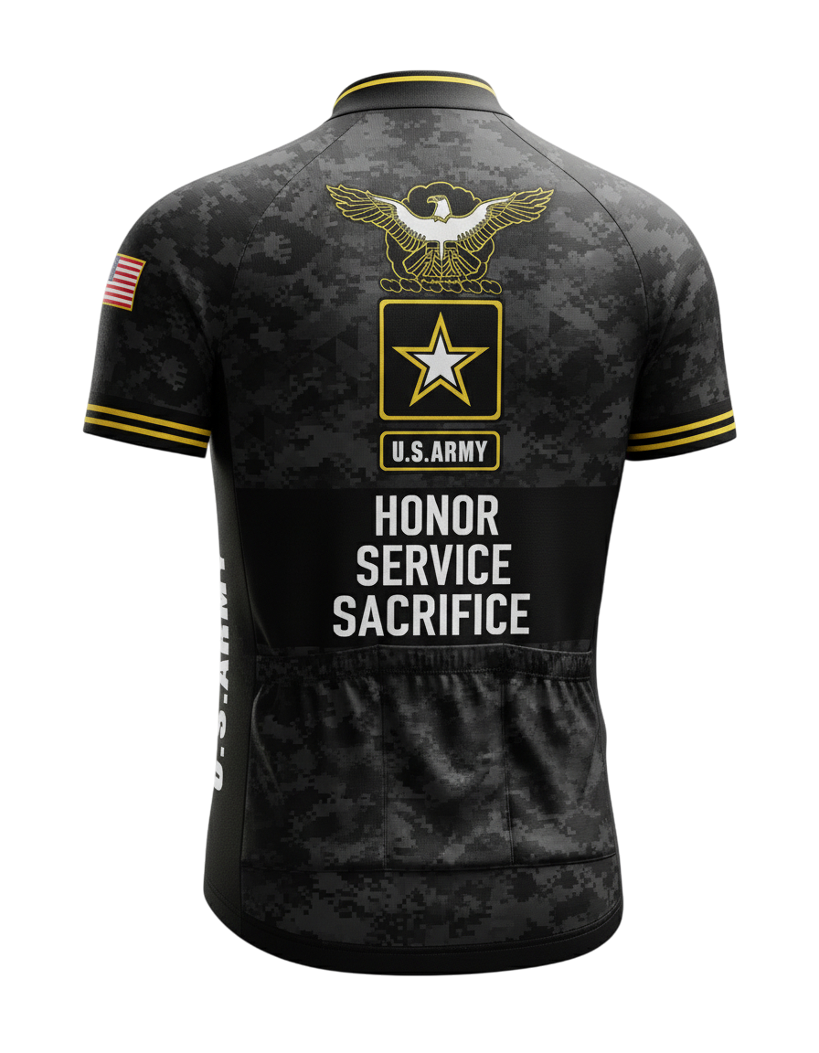 Men's US Army Logo Eagle Cycling Jersey, Gift For Troops Serving In the Military - Short Sleeve Cycling Jersey-Black