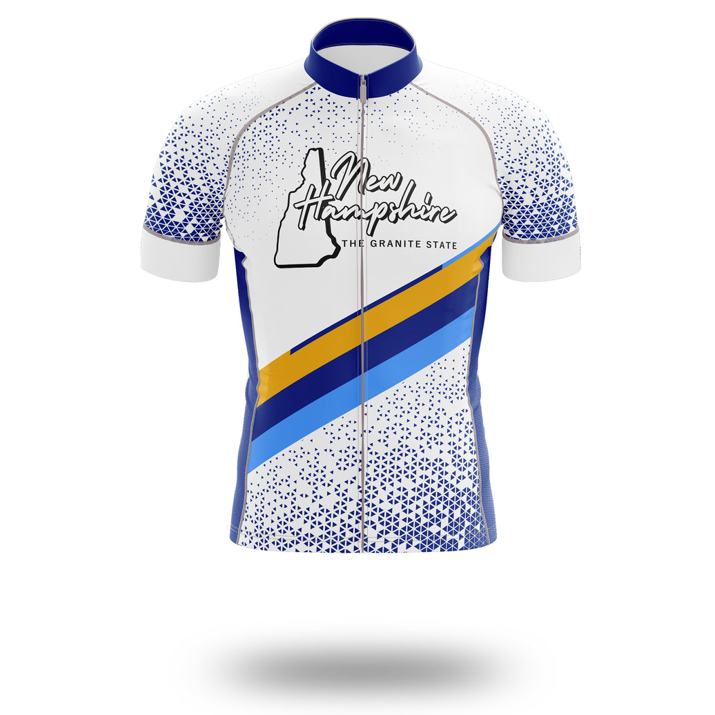 New Hampshire Cycling Jersey and Bib Shorts, New Hampshire Map Cycling Jersey Comfortable - Short Sleeve Cycling Jersey-White