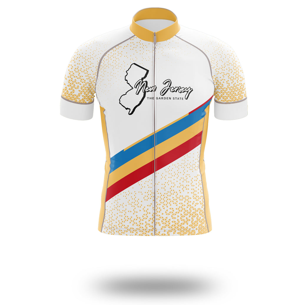 New Jersey Cycling Jersey Bib Or Shorts, New Jersey The Garden State Map Cycling Jersey - Short Sleeve Cycling Jersey-White