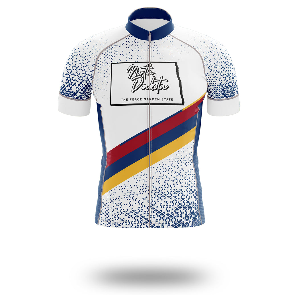 North Dakota Cycling Jersey, North Dakota Map Cycling Jersey - Short Sleeve Cycling Jersey-White