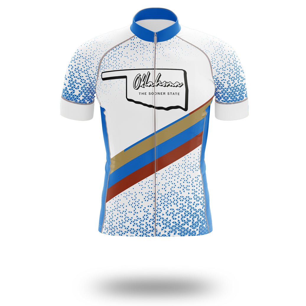 Oklahoma Cycling Jersey, Oklahoma Map Cycling Jersey - Short Sleeve Cycling Jersey-White