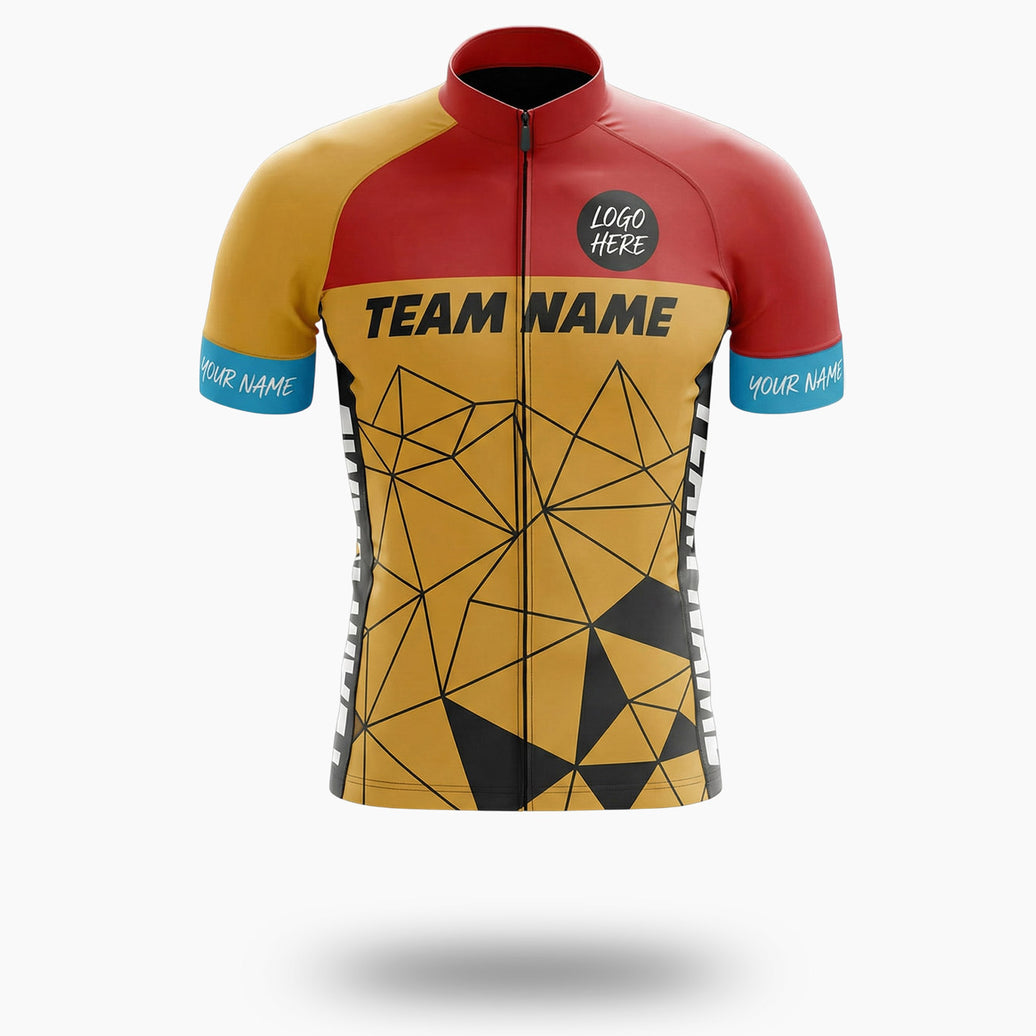 Orange Cycling Jersey For Team, Custom Team Name, Personalized Name Men's Bike Jersey - Short Sleeve Cycling Jersey-White