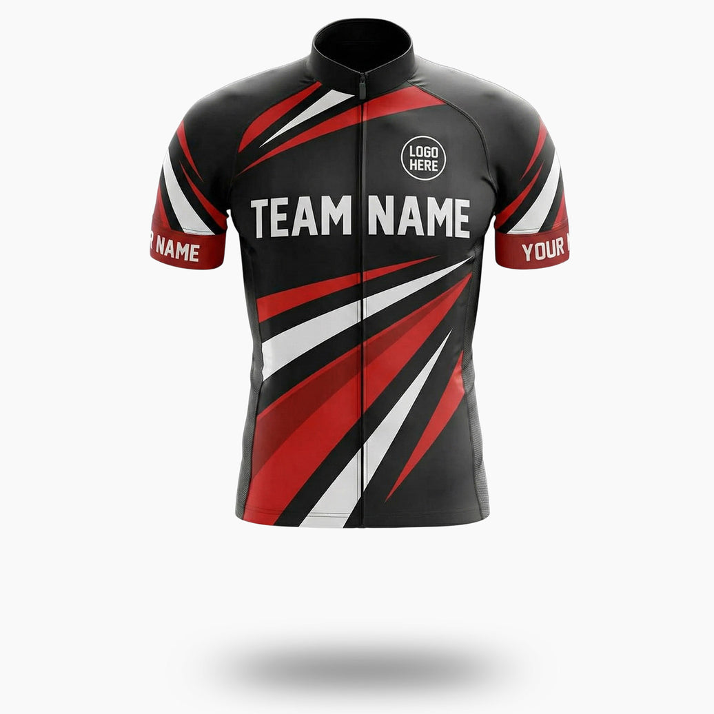 Red Line Men's Bike Cycling Jersey Custom Name, Team Name, Team Logo Cycling Jersey - Short Sleeve Cycling Jersey-White