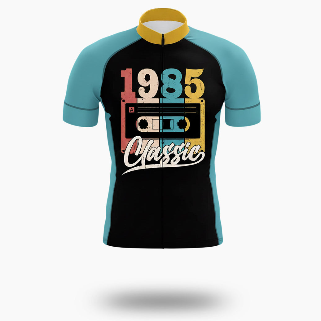 Retro Cassette Tape 1984 Custom Year Cycling Jersey, Men's Bike Jersey - Short Sleeve Cycling Jersey-White