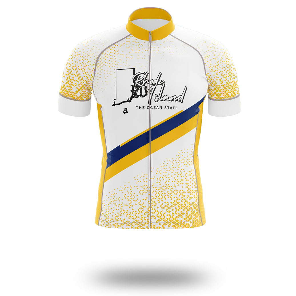 Rhode Island Cycling Jersey, Rhode Island Map Cycling Jersey - Short Sleeve Cycling Jersey-White